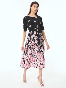 Plus Gigi Dress, Everyday Knit, Black/Tutu Pink Multi | Meison Studio Presents Kasper