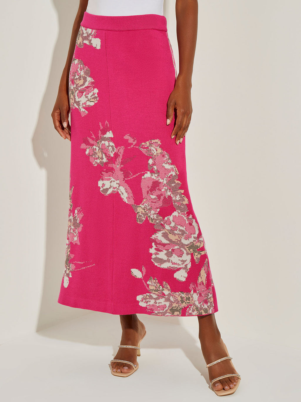 Jacquard Floral Recycled Knit Maxi Skirt – meison