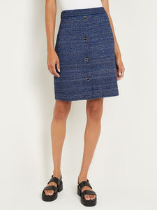 Shimmer Tweed Knit Mini Skirt, Oceanic/Black | Misook