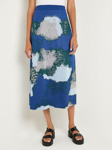 Soft Jacquard Knit Midi Skirt, Oceanic/Hunter Green/Neutral Grey/Arctic | Misook