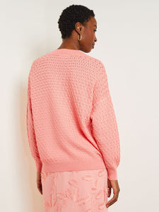 Long Sleeve Tunic Sweater - Soft Burnout Knit, Ocean Coral | Misook