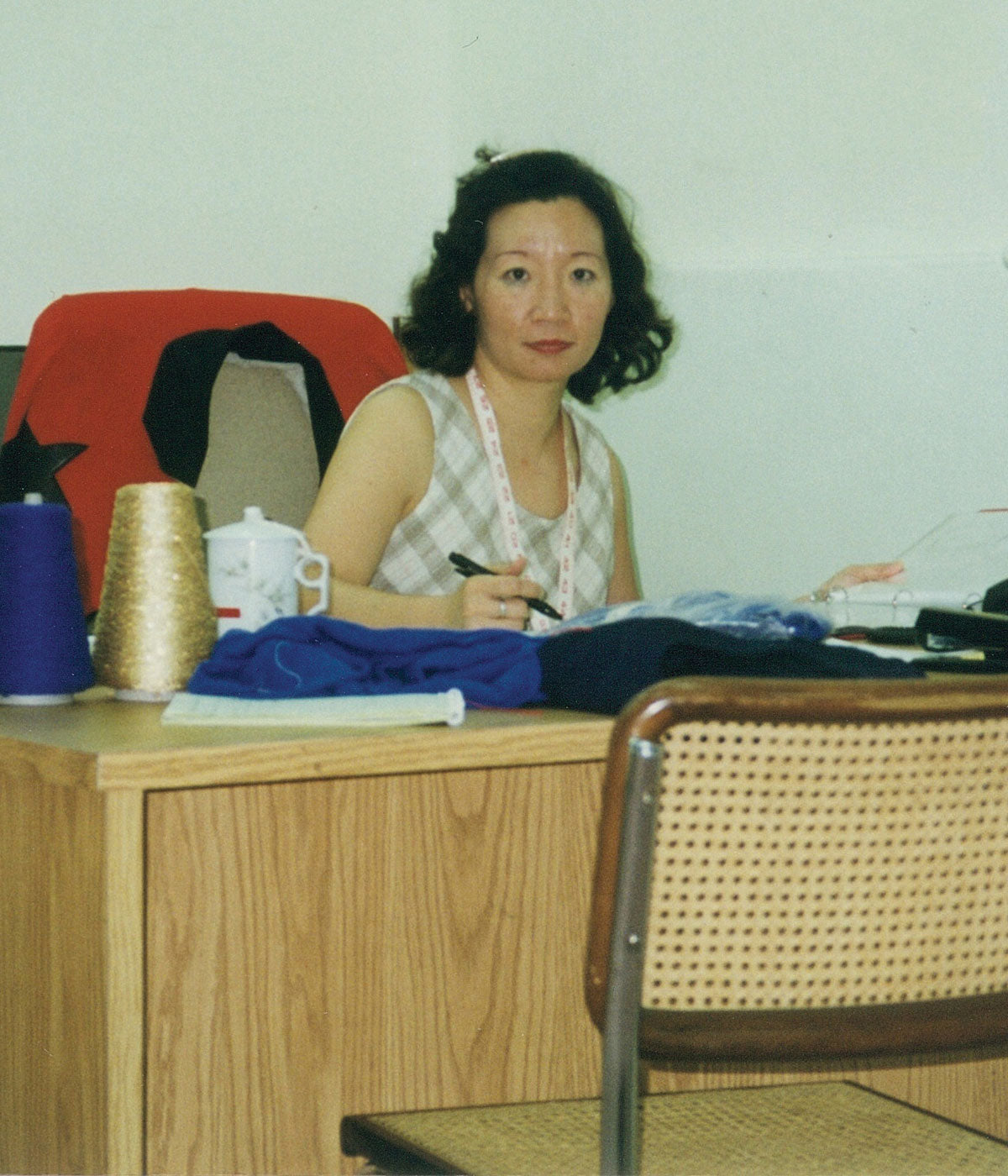 Ming Wang at her worktable in the early years of the label
