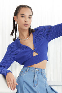 Crop Top - Twist Front Open Knit | Ming Wang