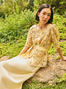 Maxi High-Low Skirt - Flounce Cotton, Pale Gold | Meison Studio Presents Misook