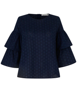 Drea Tiered Flounce Sleeve Blouse | Masai Copenhagen