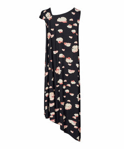 Okta Asymmetrical Dress | Black Hibiscus Print | Masai Copenhagen