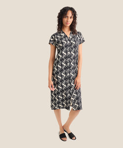 Odera Cuff Sleeve Dress, Black Print | Meison Studio Presents Masai