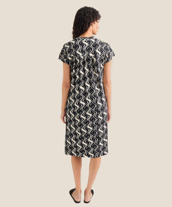 Odera Cuff Sleeve Dress, Black Print | Meison Studio Presents Masai