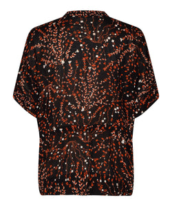 Irekana Cuff Sleeve Shirt | Orange com Print | Masai Copenhagen