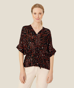 Irekana Cuff Sleeve Shirt | Orange com Print | Masai Copenhagen