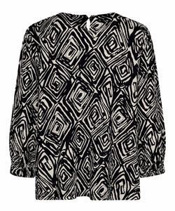 Brisa Puff Sleeve Blouse | Black Square Print | Masai Copenhagen