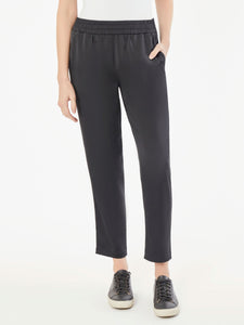 Pull-On Satin Jogger Pants in the Color Jones Black | Jones New York