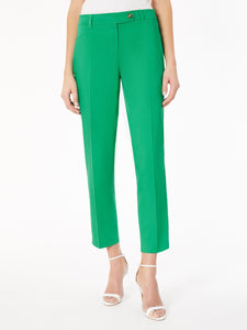 Plus Size Solid Fly-Front Slim Leg Pants in the Color Kelly | Jones New York