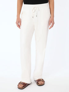 Pull On Drawstring Trouser, Solid Linen Viscose, NYC White | Meison Studio Presents Jones New York