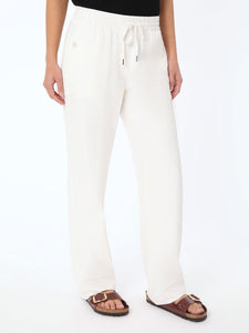 Pull On Drawstring Trouser, Solid Linen Viscose, NYC White | Meison Studio Presents Jones New York