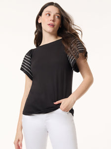 Flutter Short-Sleeve Top, Cotton Modal in the Color Jones Black | Jones New York