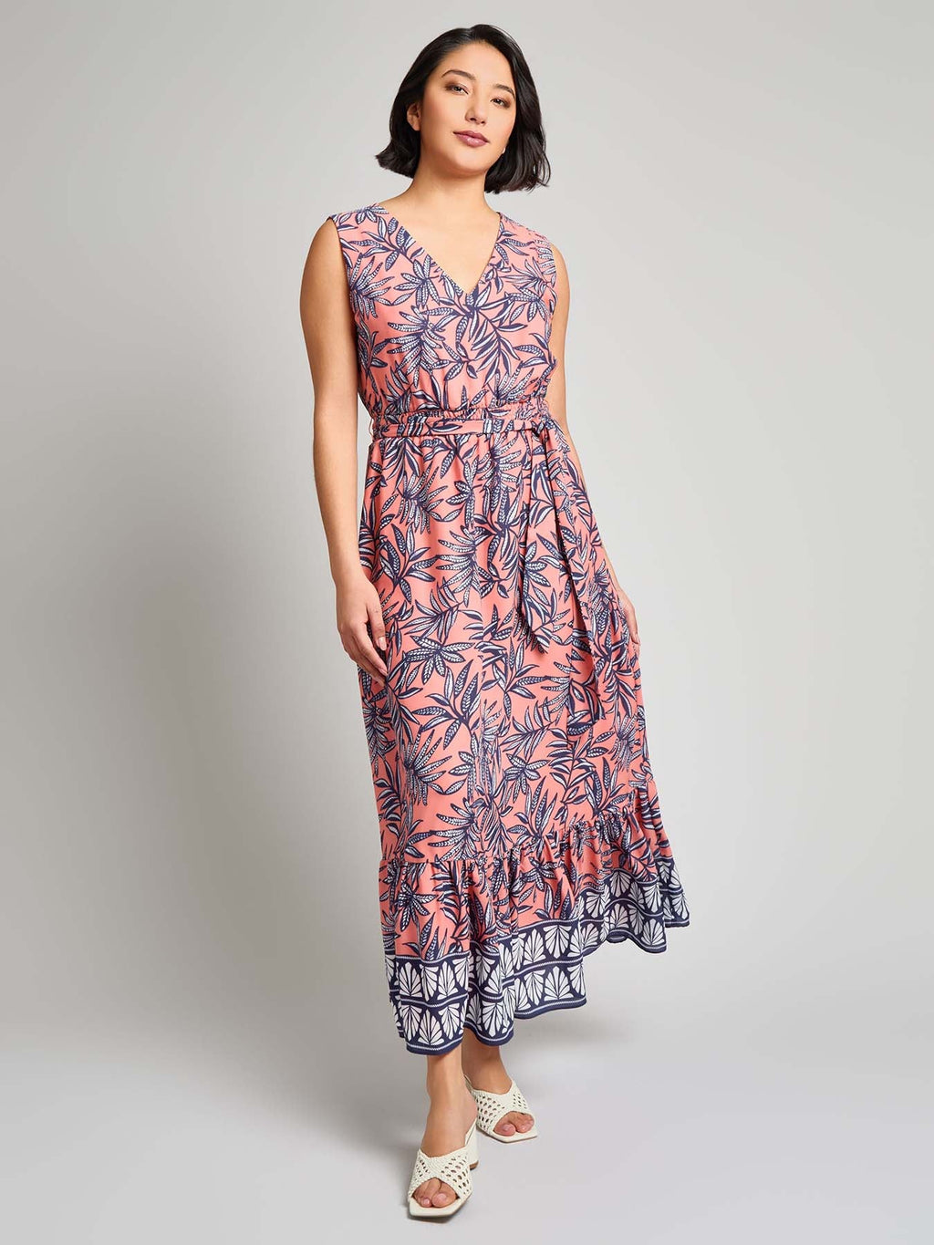 V-Neck Belted Maxi Dress – meison