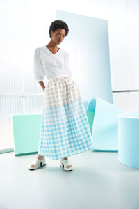 Plus Size Maxi A-Line Skirt - Gingham Cotton Poplin | Ming Wang