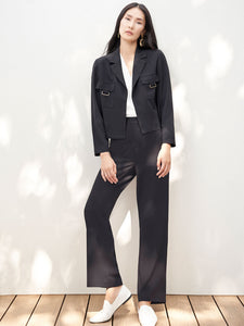 Soft Crepe Cropped Blazer, Black | Misook