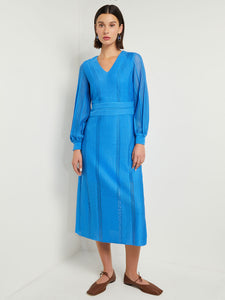 Midi Fit & Flare Dress - Multi-Stitch Knit, Adriatic Blue | Meison Studio Presents Misook