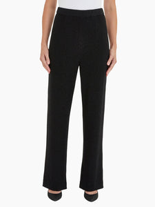 Sparkle Pull-On Wide Leg Pant, Black | Misook