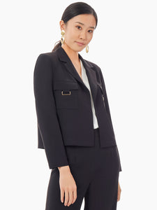 Soft Crepe Cropped Blazer, Black | Misook