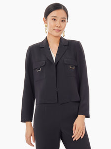 Soft Crepe Cropped Blazer, Black | Misook