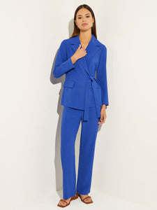 Side Tie Tailored Wrap Crepe de Chine Blazer, Satin Sky, Satin Sky | Misook