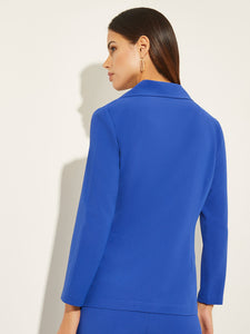 Side Tie Tailored Wrap Crepe de Chine Blazer, Satin Sky, Satin Sky | Misook