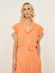 Short Puff-Sleeve Poplin Blouse, Citrus Blossom | Misook