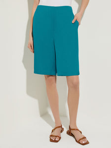 Knee-Length Woven Shorts, French Blue | Misook