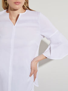 Bell Sleeve Cotton Blend Blouse, White | Misook Premium Details