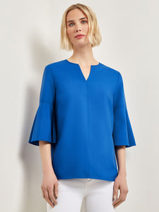 Bell Sleeve Woven Blouse, Lyons Blue | Misook