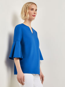 Bell Sleeve Woven Blouse, Lyons Blue | Misook