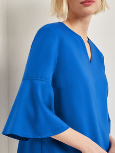 Bell Sleeve Woven Blouse, Lyons Blue | Misook