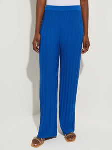 Soft Ribbed Knit Wide Leg Pant, Lyons Blue | Misook