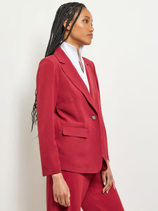 Notch Collar Crepe Blazer, Scarlet Red, Scarlet Red | Misook