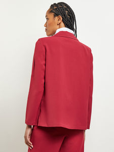 Notch Collar Crepe Blazer, Scarlet Red, Scarlet Red | Misook