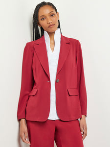 Notch Collar Crepe Blazer, Scarlet Red, Scarlet Red | Misook