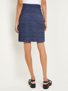 Shimmer Tweed Knit Mini Skirt, Oceanic/Black | Misook