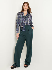 Tie Neck Crepe de Chine Printed Blouse, Oceanic/Hunter Green/Neutral Grey/Arctic/White/Black | Misook