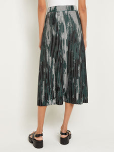 Flare Jacquard Knit Midi Skirt, Hunter Green/Neutral Grey/Black | Misook