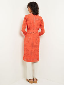 Open Front Jacket - Tie-Waist Eyelet Cotton, Spice | Misook