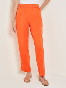 Pull-On Straight Leg Pants - Cotton Blend, Spice | Misook