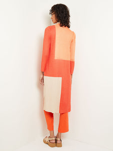 Open Front Cardigan - Colorblock Soft Knit, Spice/Citrine/Biscotti | Misook