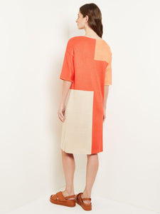 Midi Shift Dress - Colorblock Soft Knit, Spice/Citrine/Biscotti | Misook