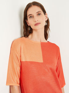 Midi Shift Dress - Colorblock Soft Knit, Spice/Citrine/Biscotti | Misook