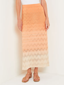 Midi Straight Skirt - Ombre Pointelle Soft Knit, Citrine/Italian Clay/Biscotti | Misook