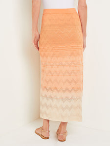 Midi Straight Skirt - Ombre Pointelle Soft Knit, Citrine/Italian Clay/Biscotti | Misook