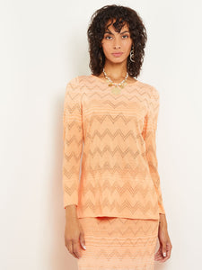 Jewel Neck Tunic - Ombre Pointelle Soft Knit, Citrine/Italian Clay/Biscotti | Misook